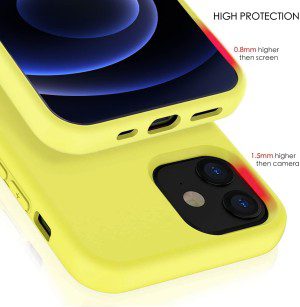 ZUSLAB Nano Silicone Case for Iphone 12 Mini 5.4″ Shockproof Gel Rubber Bumper Protective Cover – Yellow