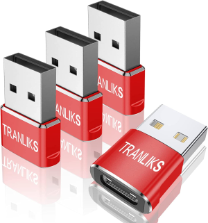 TRANLIKS USB to USB C Adapter, USB Type C Female to USB a Male Converter, Supports Charging and Data Transmission(4 Pack Red,High Stability)