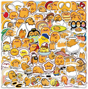 Lazy Egg Stickers,120Pcs Gudetama Graffiti Vinyl Waterproof Decals for Water Bottles Computer Bicycle Skateboard Luggage Phone Pad Laptop Kids Teens Stickers Pack