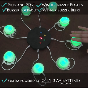 Trebisky Quiz Answer Game Buzzer Standalone System W/Led Light Buttons 8-Player 3Ft Cables (System 2nd Gen)