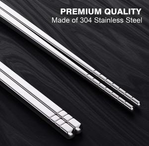 Omia Metal Chopsticks Premium Reusable 5 Pairs Stainless Steel Chopsticks Dishwasher Safe Lightweight Non-Slip Chopsticks