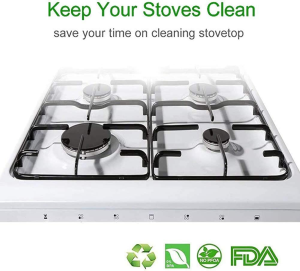 T Tersely 8-Pack Reusable Non-Stick Foil Gas Hob Range Stove Top Burner Protectors Liner Cover (0.2MM), Stove Burner Covers, Stovetop Protector,Gas Cooktop Clean Mat Pad, Easy to Clean(Silver)