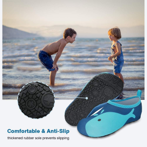 JOTO Water Shoes for Kids, Children Barefoot Quick-Dry Aqua Water Socks Slip-On Swim Beach Shoes for Girls and Boys Toddler -Navywhale