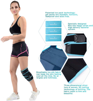 NEENCA Knee Brace with Ice Pack Wrap,Medical Grade Knee Support with 3 Reusable Cold/Hot Gel Pack,Injury and Pain Relief for Meniscus Tear,Joint Pain,Injury Recovery,Acl,Knee Surgery,Sprain & Swelling