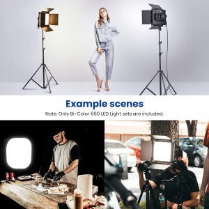 NEEWER 2 Pieces Bi-Color 660 LED Video Light and Stand Kit Includes:(2)3200-5600K CRI 96+ Dimmable Light with U Bracket and Barndoor and (2)75 Inches Light Stand for Studio Photography, Video Shooting