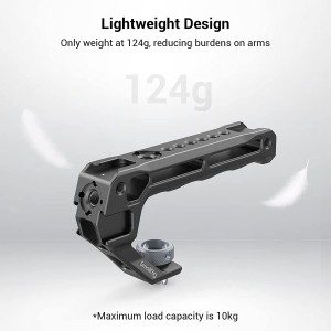 Smallrig Top Handle with 3/8″-16 Locating Holes for ARRI, Grip for Camera Cage, Universal Video Rig with 5 Cold Shoe Adapters to Mount DSLR Camera with Microphone/ LED Light/ Monitor/ Magic Arm, Lightweight Only 124G (Lite) – 3765