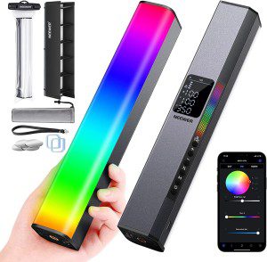 Neewer RGB LED Video Light Stick with Touch Bar & App Control, Magnetic & Handheld Dimmable 3200K~5600K CRI98+ Full-Color with 6400Mah Built-In Battery, 17 Light Scenes for Photography RGB1