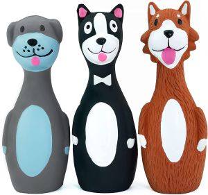 Chiwava 3 Pack 5.7 Inch Squeaky Latex Dog Toys Standing Stick Dog Dog Toy Puppy Fetch Interactive Play for Small Dogs