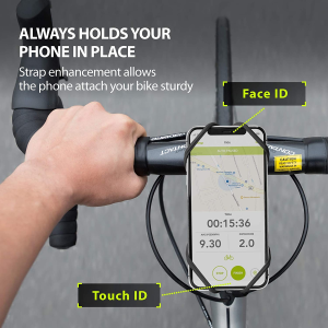 【Bone】 Bike Tie Pro 4 Bike Phone Holder for Stem Mounting 4.7” – 7.2” Screen Smartphones, Face ID Compatible, Ultra Light Weight Bicycle Phone Mount, Designed for Road, Race & Touring- Black