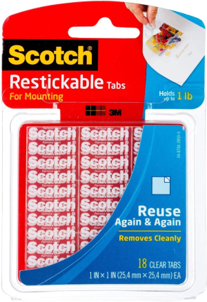 Scotch Restickable Tabs, 1-Inch X 1-Inch, Clear, 18-Tabs (R100) (5)