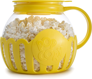 Ecolution Patented Micro-Pop Microwave Popcorn Popper with Temperature Safe Glass, 3-In-1 Lid Measures Kernels and Melts Butter, Made without BPA, Dishwasher Safe, 3-Quart, Yellow