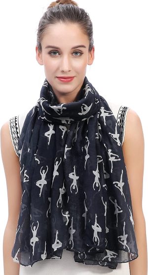 Lina & Lily Ballerinas Dancers Print Women’S Large Scarf Lightweight