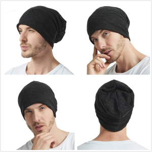 EINSKEY Beanie for Men & Women, 2 Pack Lightweight Running Cap Thin Knit Hat Sleep Cap Breathable Cancer Chemo Headwear