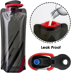 Maxin Foldable Water Bottle Set of 3, BPA Free Durable Foldable Flexible Water Bottle with Carabiner for Hiking,Adventures, Traveling, 500ML.