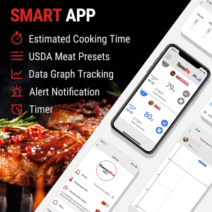 Thermopro Wireless Meat Thermometer of 650FT, Bluetooth Meat Thermometer for Smoker Oven, Grill Thermometer with Dual Probes, Smart Rechargeable BBQ Thermometer for Cooking Turkey Fish Beef