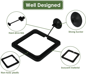 DS. DISTINCTIVE STYLE Fish Feeding Ring 2 Pieces Aquarium and Tank Floating Rings Food Feeders with Suction Cup (Black)