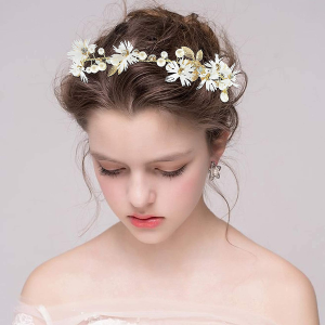 NEEWERS Bride Wedding Hair Vine Headband Gold Leaf Bridal Accessories for Women