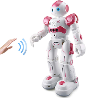 WEECOC RC Robot Toys Gesture Sensing Smart Robot Toy for Kids Can Singing Dancing Speaking Christmas Birthday Gift (Pink)