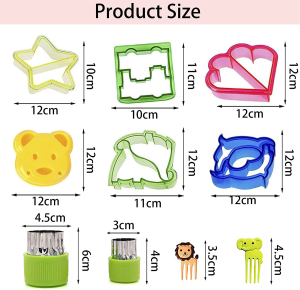 Sandwich Cutters for Kids, 28-Piece Set, 6 Kid Sandwich Cutters Shapes, 12 Vegetable Cutters Shapes, 10 Fruit Fork Bento Deco