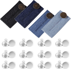 Set of 16, Waistband Extenders and Replacement Jean Buttons, Findtop Assorted Colors Adjustable Pants Button Extenders and No Sewing Instant Button Detachable Jean Button Pins