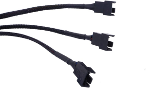 UTSLIVE PWM Fan Splitter 4 Pin Fan Extension Power Cable Black Sleeved Braided 3 Way for Computer