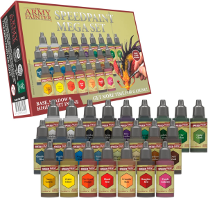 The Army Painter Speedpaint Mega Set – 24 X 18Ml Speed Model Paint Kit Pre Loaded with Mixing Balls and 1 Brush- Base, Shadow and Highlight in One Miniature and Model Paint Set for Plastic Models