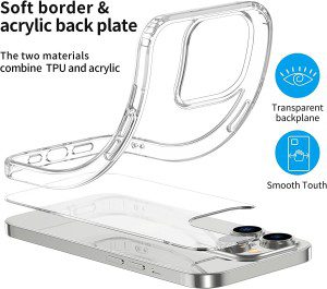 T Tersely Crystal Clear Case Cover for Iphone 14 Pro Max (6.7-Inch), Non-Yellowing Hard Back Slim Shockproof Bumper, Suitable for Wireless Charging