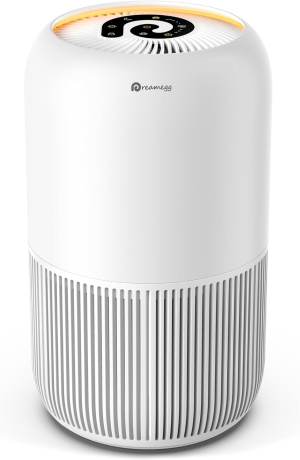 HEPA Air Purifier – Dreamegg Air Purifiers for Bedroom Allergies and Pets, 4-In-1 True HEPA & Activated Carbon Filter, Quiet 360° Air Intake Cleaner with Pet Mode Night Light for Home Smoker Office