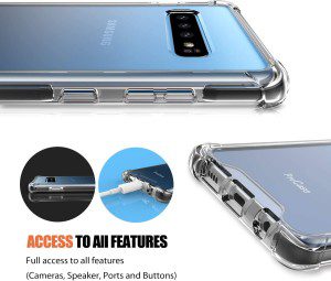 Procase Galaxy S10 Case, Slim Hybrid Crystal Clear TPU Bumper Cushion Cover with Reinforced Corners, Transparent Scratch Resistant Rugged Cover Protective Case for Samsung Galaxy S10 2019 –Black Frame