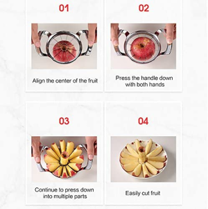 FEITA Stainless Steel Apple Slicer and Corer 12 Blades Food Grade 304 Extra Large Heavy Duty Apple Cutter Divider up to 4 Inch Apples