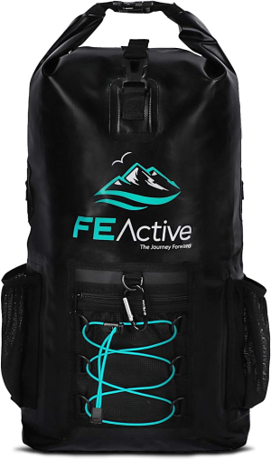 FE Active Dry Bag Waterproof Backpack – 20L Eco Friendly Hiking Backpack. Wet Bag for Camping Accessories & Fishing Gear. Great Travel Bag, Beach Bag for Kayak & Boating | Designed in California, USA