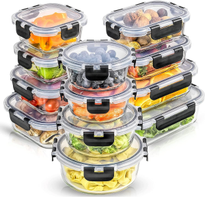 Wuciray Glass Container 12 Packs, Glass Meal Prep Containers with Lids, Airtight Glass Food Storage, BPA Free & Leak Proof, Freezer Safe Lunch Box