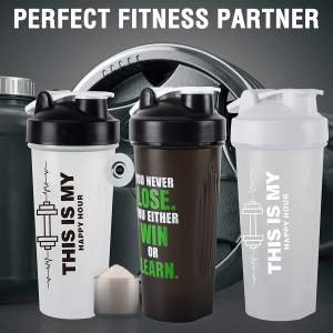 Protein Shaker Bottle 20Oz Blender Cup Bpa-Free Leak Proof for Gym Sport Clear White