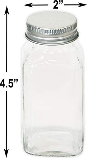 Simplehouseware Square Spice Jar Bottles W/Labels (6Oz), 12 Pack