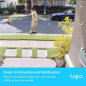 Tp-Link Tapo Smart Wire-Free Security Camera System, 2K QHD, 4MP, Full-Colour Night Vision, Smart AI Detection and Notification, Light and Sound Alarm, Local Storage, IP65, Hub Included (Tapo C420S2)