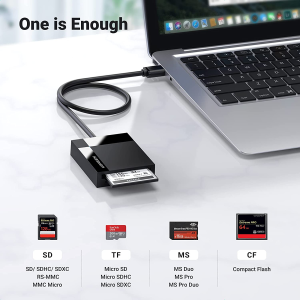 UGREEN USB Card Reader 4 in 1 USB 3.0 SD TF CF MS Memory Card Adapter 5Gbps Read Write Simultaneously for SD SDXC SDHC CF CFI TF Micro SD Micro SDXC Micro SDHC MS MMC UHS-I Cards for Windows Mac Linux