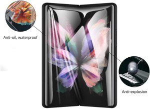 [3+3] Hydrogel Screen Protector for Samsung Galaxy Z Fold 4 5G, Electro-Weideworld Scratch Resistant HD Clear TPU Screen Protector, Support Fingerprint Unlock