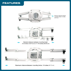 Qualgear Pro-Av QG-KIT-S2-3IN-W Projector Mount Kit Accessory Suspended Ceiling 2’X2′ Adapter, White