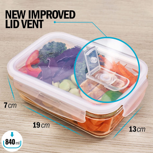 Igluu Meal Prep Glass Containers with Transparent, Steam Vent Lids – Airtight Portion Control Food Storage – BPA Free – Microwavable, Dishwasher and Oven Safe [5 Pack + 1 Spare Lid]