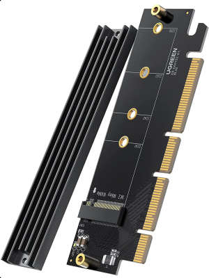 UGREEN Nvme Pcie Adapter, M.2 SSD to Pcie 4.0 X16/X8/X4 Card with Heat Sink, M.2 Pcie Adapter for M-Key and M&B-Key Nvme SSD 2280/2260/2242/2230