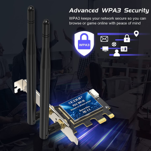 Wifi 6E Card Pcie Bluetooth for Desktop PC, Tri-Band 6Ghz/ 5Ghz/ 2.4Ghz Wireless Internal PCI Express Network Adapter with AX210 Chip | BT 5.2 | MU-MIMO | OFDMA, Support Windows 11/10, 64-Bit