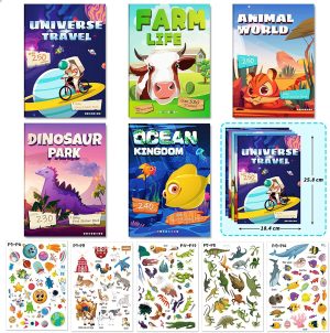 Sticker Books Educational Busy Quiet Stickers Book for for Kids Toddlers Boys Girls (Animal World)