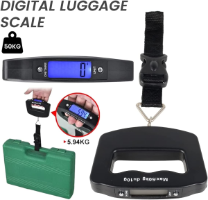 Digital Luggage Scales, 50Kg/110Lb Electronic Hanging Scales, Portable Digital Luggage Scale with Backlight Digital Display Travel, Handheld Style Suitcase Scales with Hook for Travel Outdoor Home Use