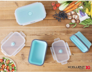 Xcellent Global Collapsible Silicone Food Storage Containers Lunch Bento Box BPA Free for Outdoor Camping, Hiking, Picnic