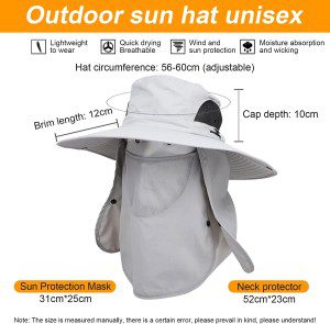 SMARTDG Sun Hat for Men/Women, Outdoor UV Sun Protection Wide Brim Hat with Face Cover & Neck Flap for Safari, Fishing, Hunting, Hiking, Camping