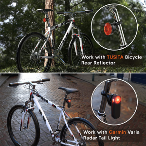 TUSITA Seat Post Quarter Turn Mount with Bicycle Rear Reflector Compatible with Garmin Varia Rearview Bike Radar Tail Light RTL510 RTL515, RVR315, Apple Airtag Holder -Mountain Cycling Seatpost Mounts