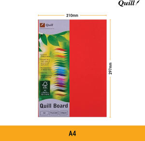 Quill, Coloured Board, 210Gsm, A4, Pack 100, Assorted