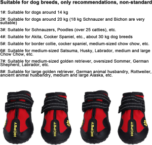 Dog Boots Waterproof Dog Shoes for Medium and Large Dogs, Dog Paw Protector with Adjustable Reflective Strips Rugged Anti-Slip Sole Black 4PCS