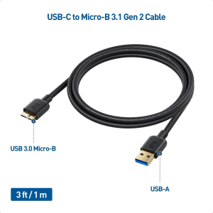 Cable Matters Short Micro USB 3.0 Cable 0.9M (External Hard Drive Cable, USB to USB Micro B Cable) in Black