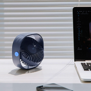 Simpeak Mini Usb Desk Fan Cooling Quiet Portable Blue USB Powered ONLY (No Battery), 3 Speed Setting 360° Adjustable Swivel for Home and Travel